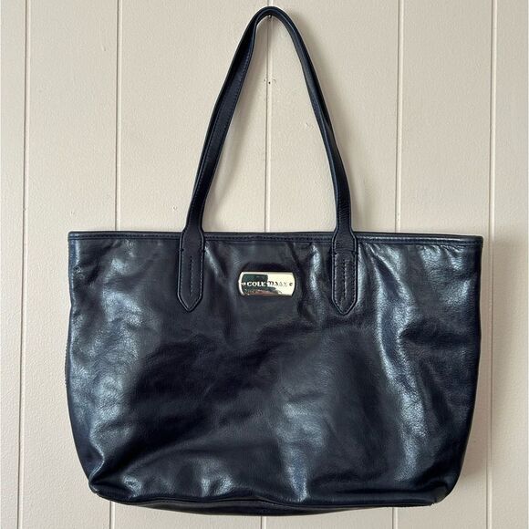Cole Haan crackled leather navy tote bag - Picture 3 of 13